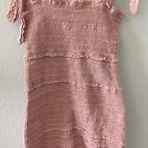 Chelsea & Violet Dress Tiered Smocked Ruffle Square Neck Pink Mini Dress Size XS - Picture 9 of 15